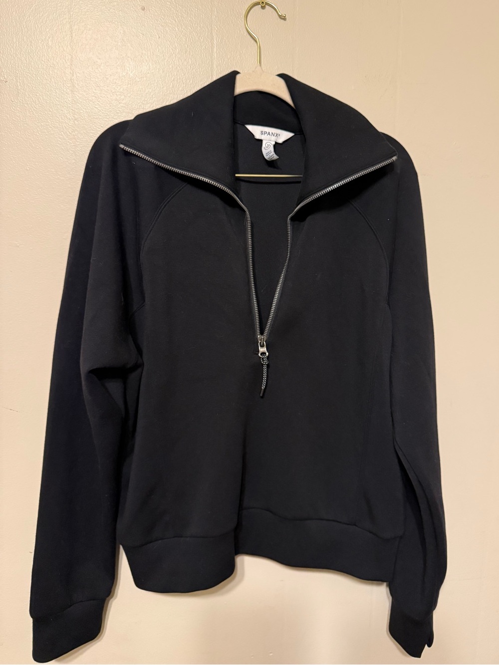 SPANX Black Half-Zip Funnel Collar Jacket Medium size